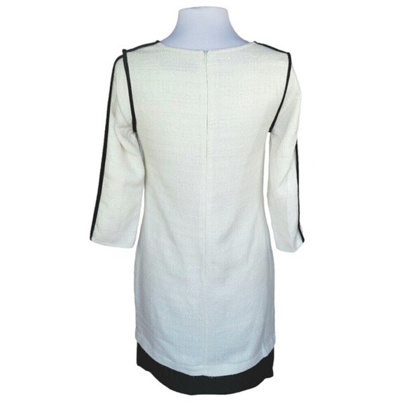 Wells Grace Women's White With Black Trim Glitter Tweed Sheath Dress Size S NWT - Picture 4 of 12